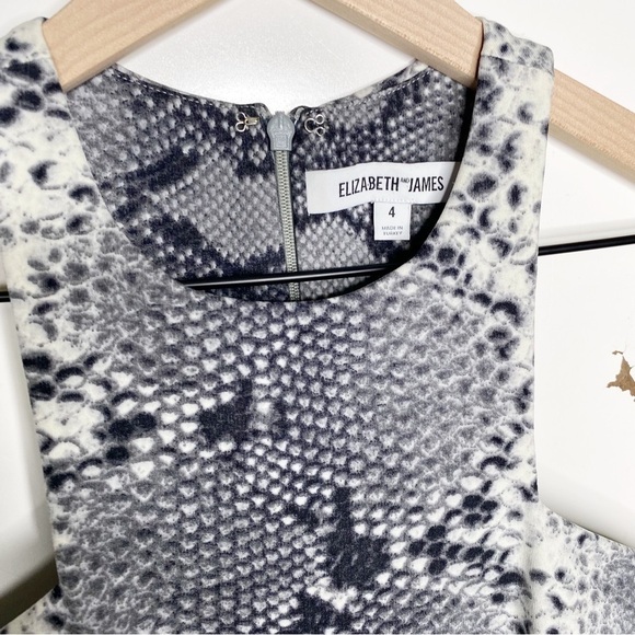 Elizabeth and James Snakeskin Cocktail Dress Fit and Flare Gray 4 - Picture 4 of 7